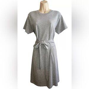 Vince T- Shirt Cotton Dress Tie Waist Short Sleeve Gray Size M